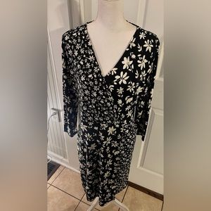 NWT Talbots Large Black dress with white flowers